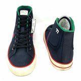 Gucci Men's Black Shoe Size 12 High Top Canvas Web Accent Sneakers