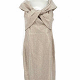 teri JON Women's Champagne Size 10 Strapless Shimmer Dress