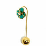 Kate Spade Shine On Teal Gold Tone Drop 1.25" Floral Earrings