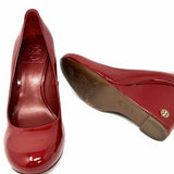 Tory Burch Women's Red Size 8 Round Toe Patent Leather Wedges