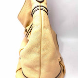 MCM Cream Hobo Pebbled Leather Shoulder Bag