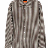 Lorenzini Men's Brown Size XL Plaid Long Sleeve Button Down Shirt