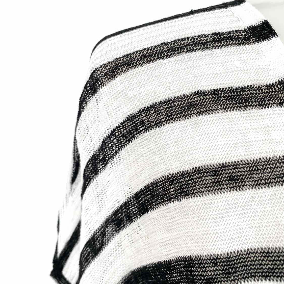 Eileen Fisher Women's Black White Size XS V-Neck Linen Blend Short Sleeve Top