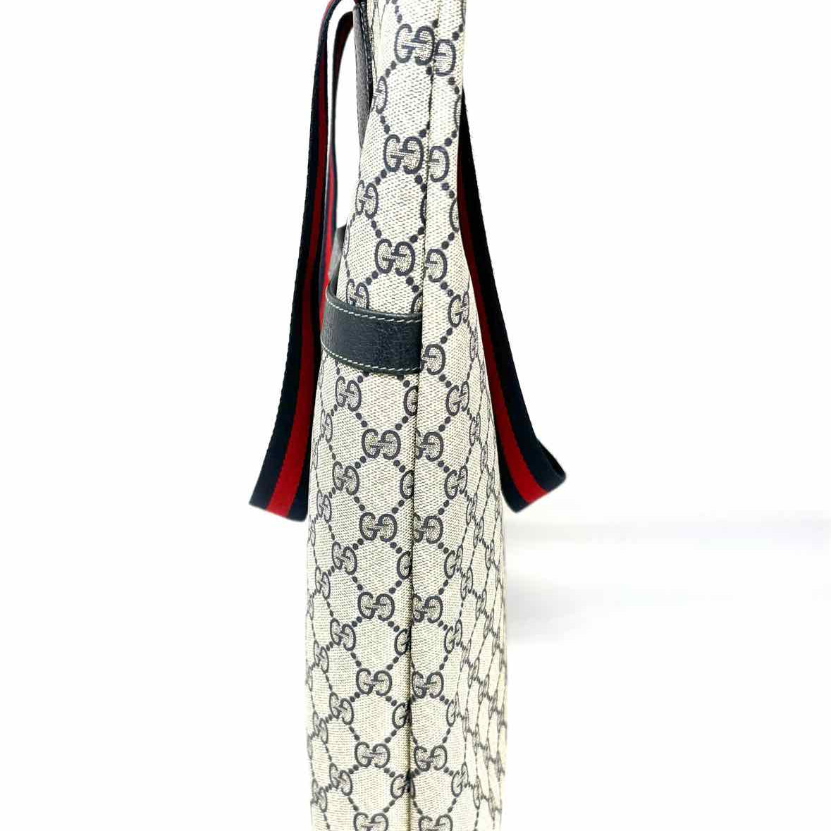 Gucci Coated Canvas Navy White GG Web Detail Tote