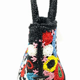 Prada Metal Triangle Top Handle Tote Raffia Multi-Color Tote Circle Satchel