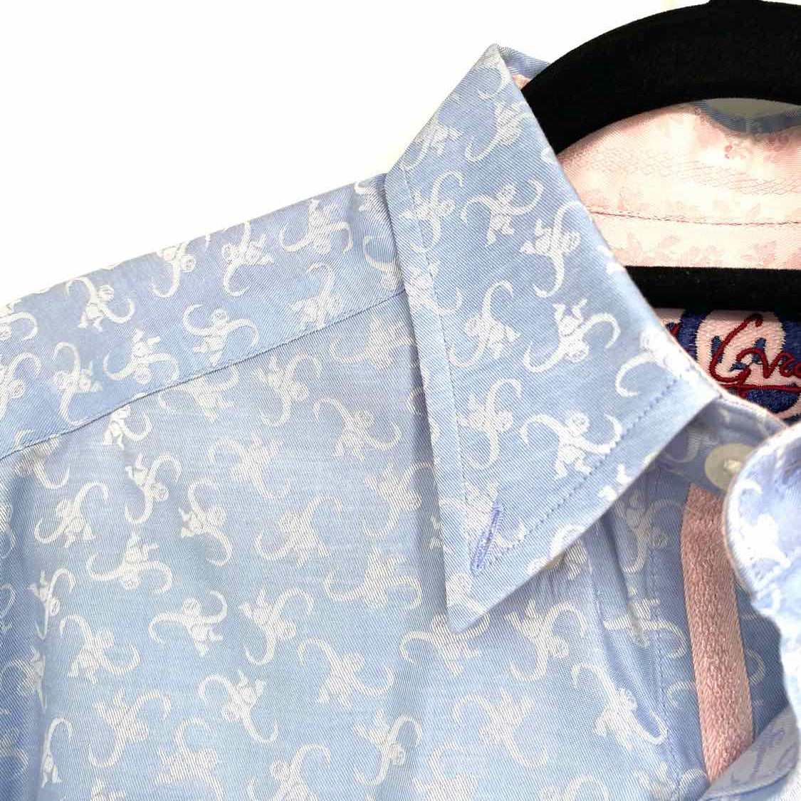 Robert Graham Men's Light Blue Size S Monkey Long Sleeve Shirt