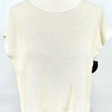 Eileen Fisher Women's White Size XXS Mock Neck Linen Blend Short Sleeve Top
