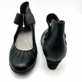 Biza Gigi Women's Black Size 37/6.5 Leather Pleated Mary Janes