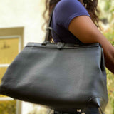 GOYARD 2018 Bellechasse Biaude PM Black Grained Leather Made in France Tote