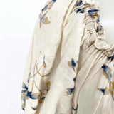 Lauren Ralph Lauren Women's Cream Blue Size 6 Puff Sleeve Cotton Floral Dress