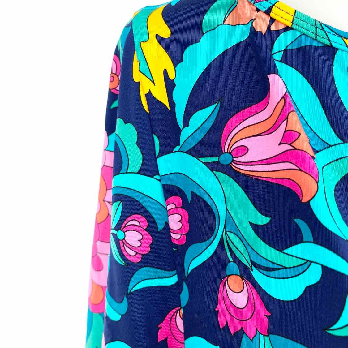 Trina Turk Blue Size S Short Sleeve Abstract Coverup