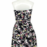 Milly Women's Black White Size 4 Strapless Cotton Blend Floral Dress