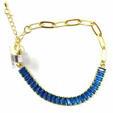 18KT GF Blue / Gold Tone Tennis Cubic Zirconia Bracelet