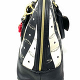 Betsey Johnson Black White Half Dome Stripe Satchel