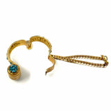 Vintage Glove Keep Holder Metal Gold Tone Blue Crystal Misc. Accessory
