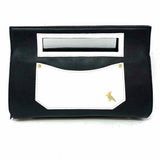 ONEODDBIRD Whippoorwill Black White Top Handle Color Block Leather Clutch
