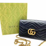 Gucci Black Quilted Marmont Leather Wallet on Chain Crossbody
