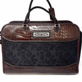 Adrienne Vittadini Velvet Black Quilted Duffle Bag