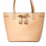 Kate Spade Hayes Medium Beige Tassel Pebbled Leather Tote