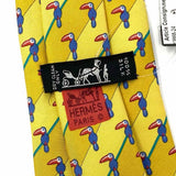 Hermes Silk Yellow Toucan Necktie