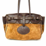 Homer Montecito CaryAll Suede Brown Oversized Color Block Leather Tote