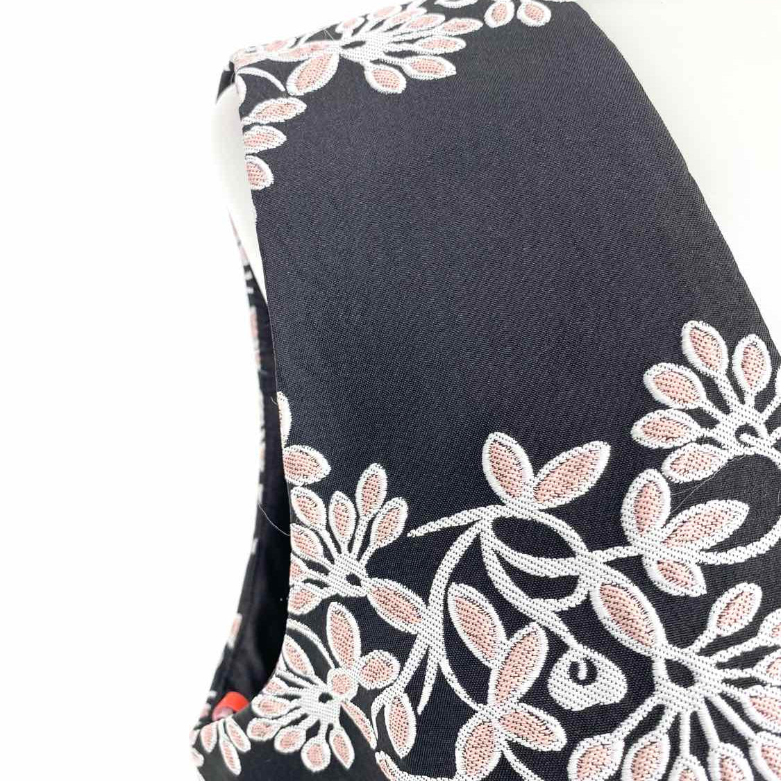 Monique Lhuillier Women's Black Pink Size 6 Sleeveless Floral Dress