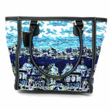 Talbots Venice Waterscape Canvas Blue Tote