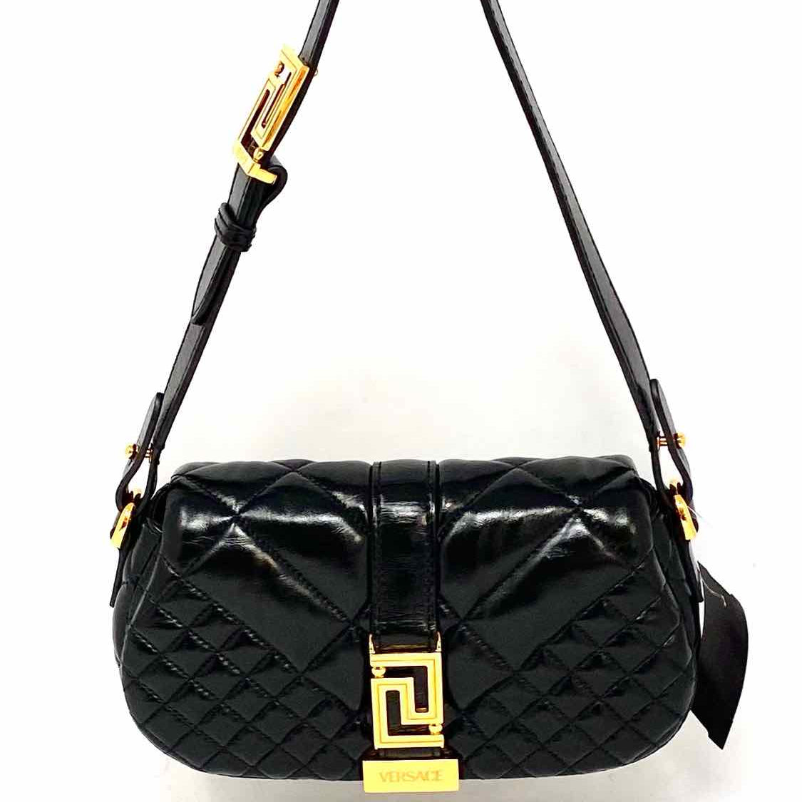 Versace Black Mini Greca Goddess Quilted Leather Shoulder Bag