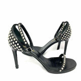 Saint Laurent Women's Black Size 38.5/8.5 Ankle Strap Leather Studded Sandals
