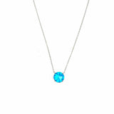 SJM 925 Sterling Silver Pendant Round 19.5" Simulated Blue Topaz Necklace