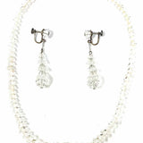 Estate 925 Sterling Clear Beaded 16.5" Crystal Necklace & Earring Set