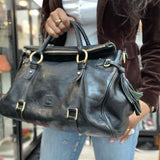 Dooney & Bourke Black Top Handle Tassel Satchel