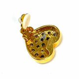 Vintage Gold-tone Yellow Gold Heart Crystal Earrings