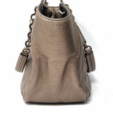 Salvatore Ferragamo Silver Tote Metallic Leather Shoulder Bag