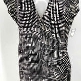 Shipley Halmos Women's Black / White Size 4 Faux Wrap Silk Geometric Dress