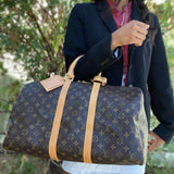 LOUIS VUITTON 2000 Keepall 45 Brown Monogram Made in France Duffle Bag