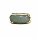 Estate size 7 14K Yellow Gold Oval Mid-Century Jade Made in Hong Kong Ring