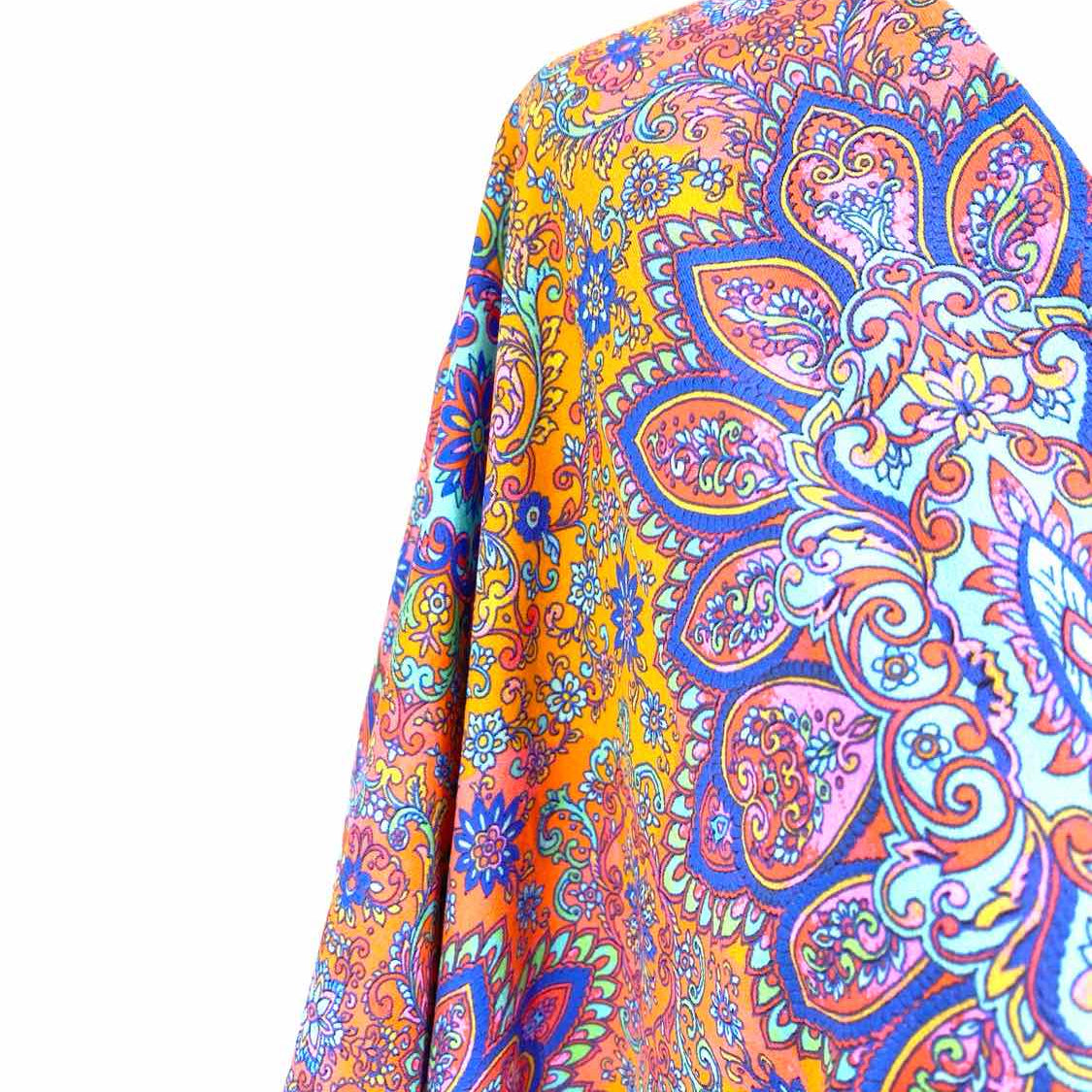 Luli Fama Candela Women's Orange/Pink Drop Waist Nylon Abstract Size S Dress