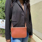 LOEWE Gate Double Zip Pouch Brown Zip Leather Crossbody