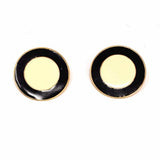 Statement Enamel Black Beige Medallion Color Block Earrings