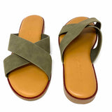 Cynthia Rowley Women's Green Size 7 Criss-Cross Suede Slide Sandals