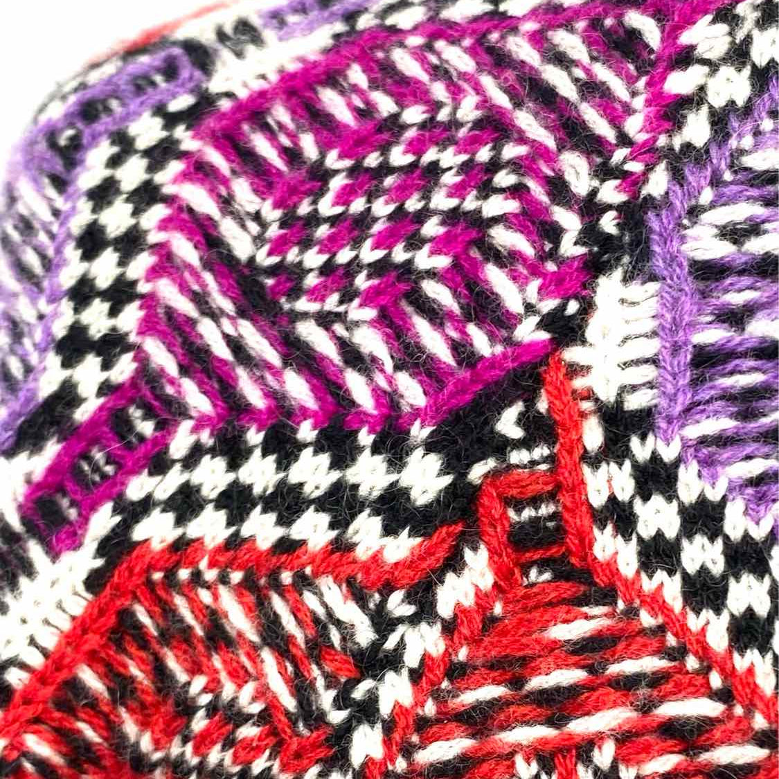 Chanel Women's Purple Red Size 38/S Crew Cashmere Abstract Diamond Sweater