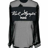 Karl Lagerfeld Women's Black Size M Bomber Mesh Logo Jacket