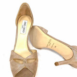 JIMMY CHOO Women's Beige Size 39/8.5 Stiletto Suede Sparkle Sandals