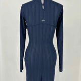 alo Euphoria Women's Navy Size XS Long Sleeve Perforated Dress