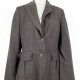 Banana Republic Women's Gray Purple Size 10/M Button Down Wool Plaid Blazer
