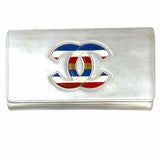 Chanel 2016/17 Airline Silver Flap CC Leather Wallet