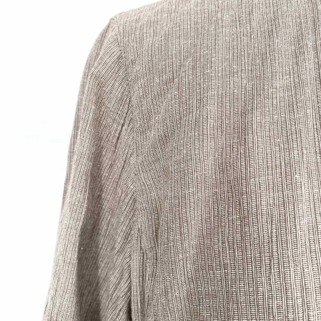 Eileen Fisher Women's Beige Size M Button Down Cotton 3/4 Sleeve Long Sleeve