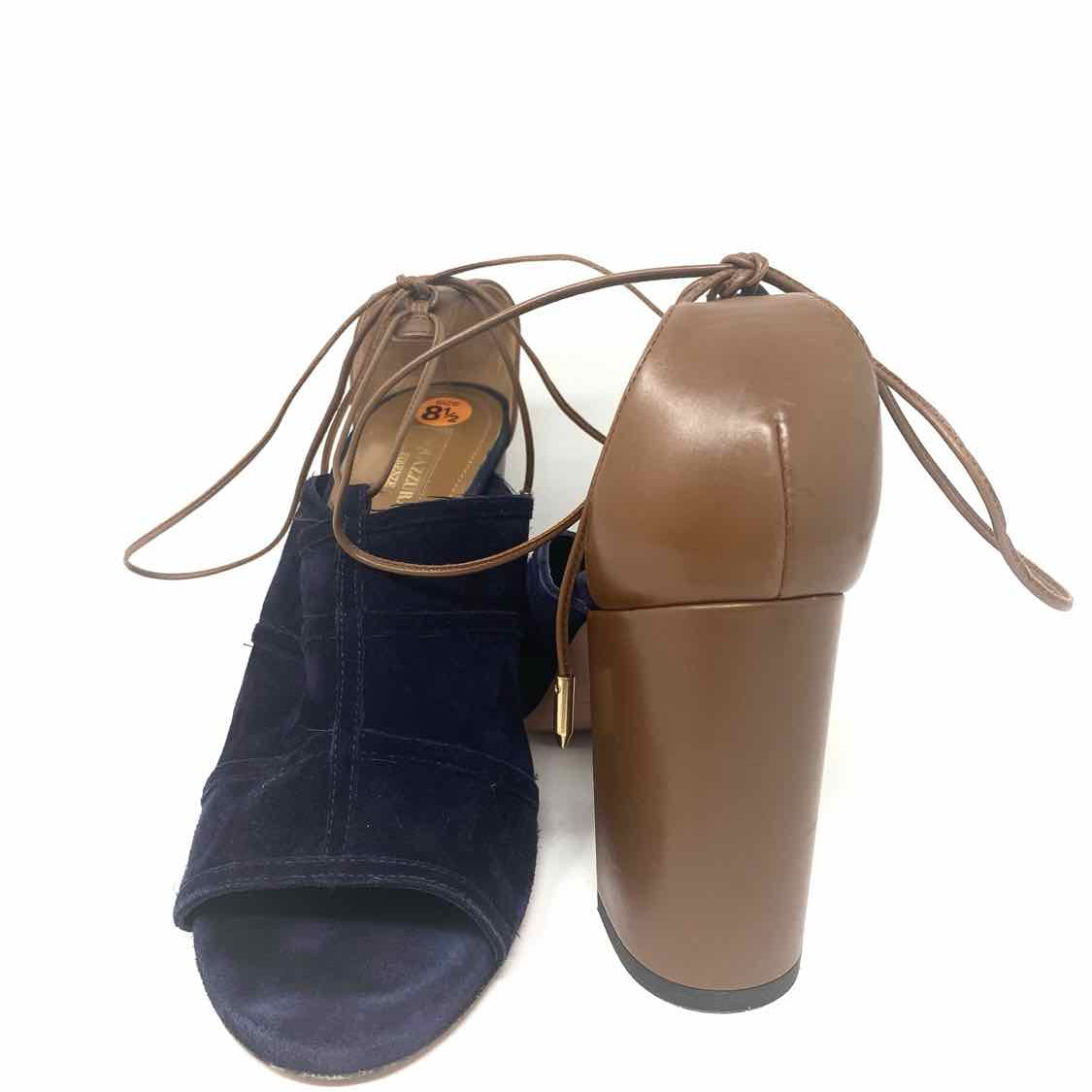 AQUAZZURA Women's Navy Blue Size 38.5/8.5 Suede Ankle Strap Sandals