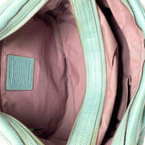 Coach Hampton XL Teal Zip Pebbled Leather Shoulder Bag
